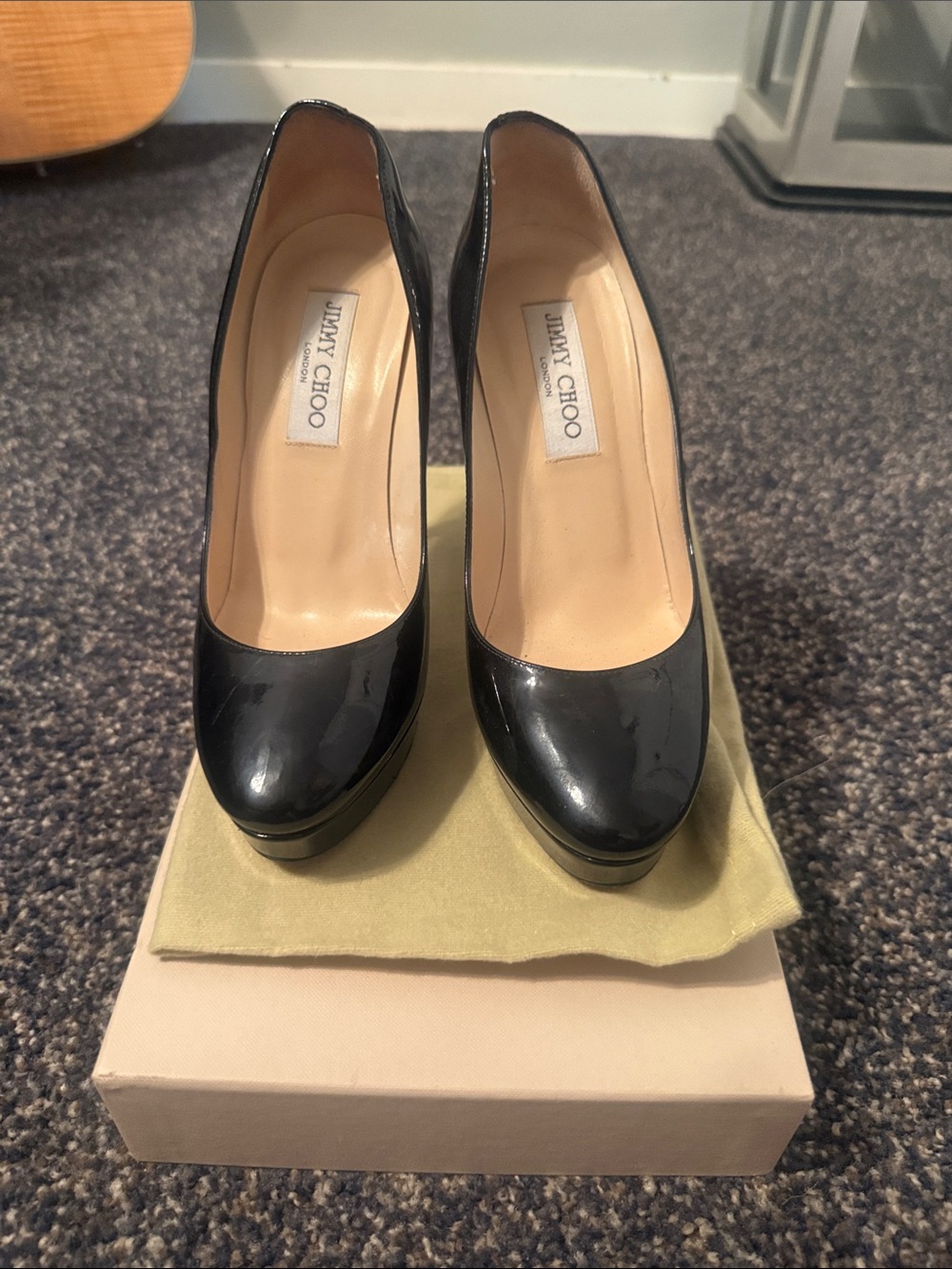 Jimmy Choo Black Patent Leather Platform Pumps